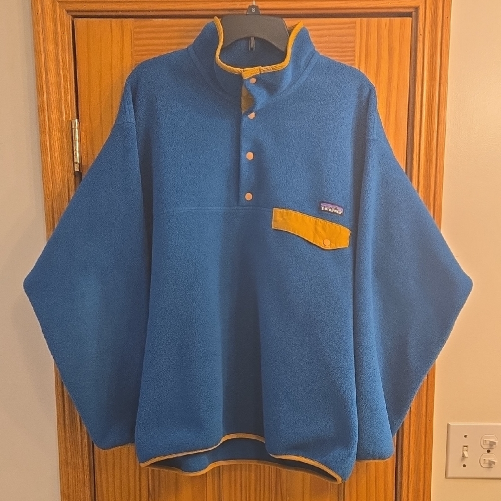 Men's Patagonia Synchilla Snap-T Fleece Pullover, Teal/Brown, Large
